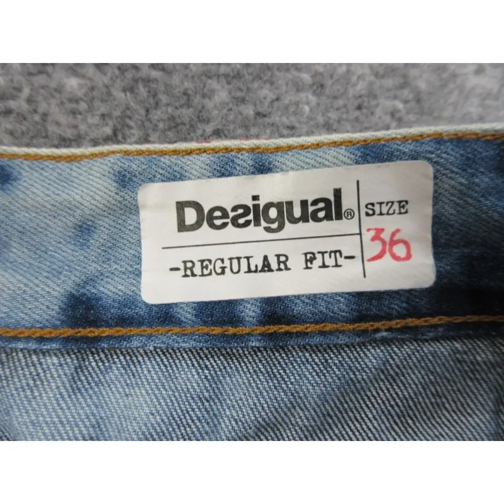 Desigual Pants Mens 36 Blue‎ Denim Jeans Straight Regular Fit Button Fly 36X31